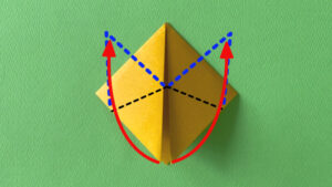 下の角を上へ折るところ