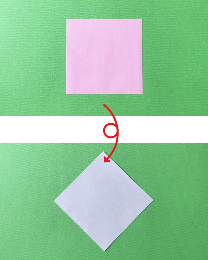 折り紙を裏返すところ