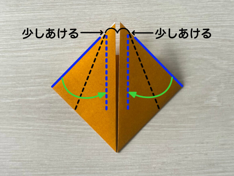 左右を折るところ