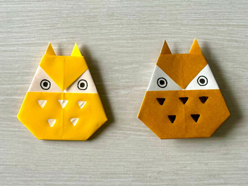 茶色と黄色のフクロウ完成