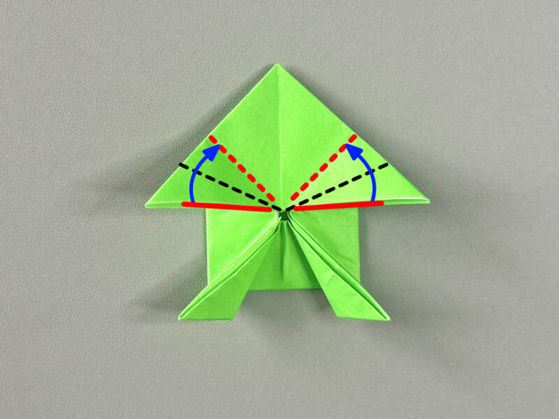 上の左右を折るところの画像